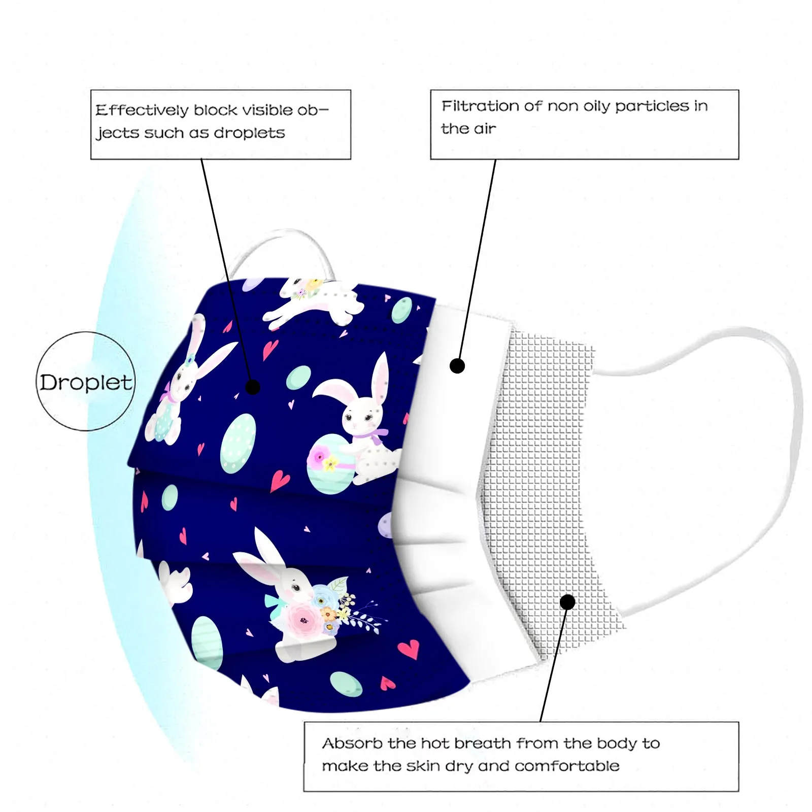10 шт. одноразовые маски для лица с принтом кролика | Тематическая одежда и