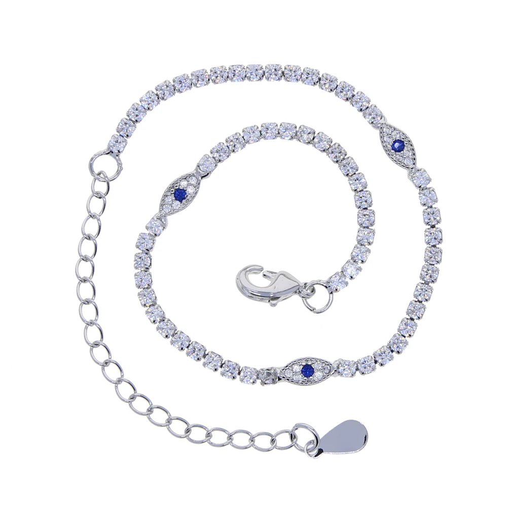 2024 Лето Пляж Новые Стили Проложенные Прозрачные Синие CZ Evil Eye Charm Ножной Браслет 2
