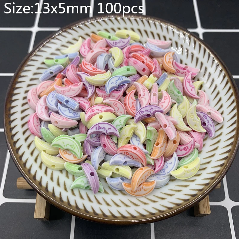

100pcs 13x5mm Acrylic Beads Earrings Necklace Accessories Beads For Jewelry Making DIY Jewelry Necklace Accessories#12