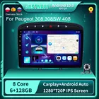Автомобильная магнитола для Peugeot 128, 6G, 10,0G, Android 308, видеоплеер для Peugeot 408, 308SW, 2010, 2016-, BT, GPS, Carplay, без DVD, 9 дюймов