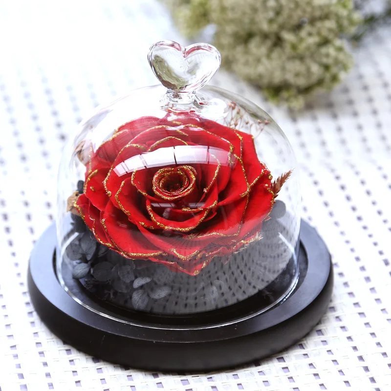 

First Flower Rose In Glass Flasks Receive Immortal Flower In Glass Cover Romantic Gift For Lovers Birthday Gifts Home Culture