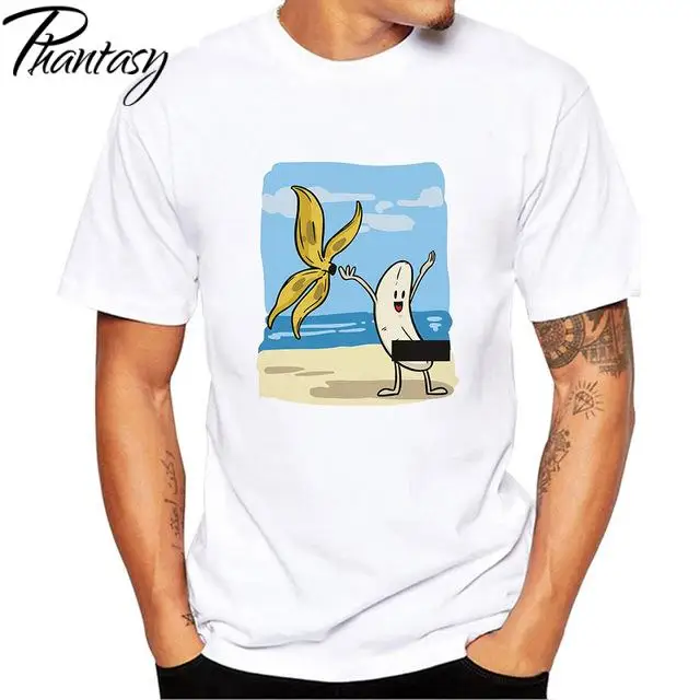 Phantasy Fashion Men's Short-Sleeve Tops Banana Cartoon Printing T-Shirts o Neck Casual Plus Size Men's Clothing Summer T-Shirts