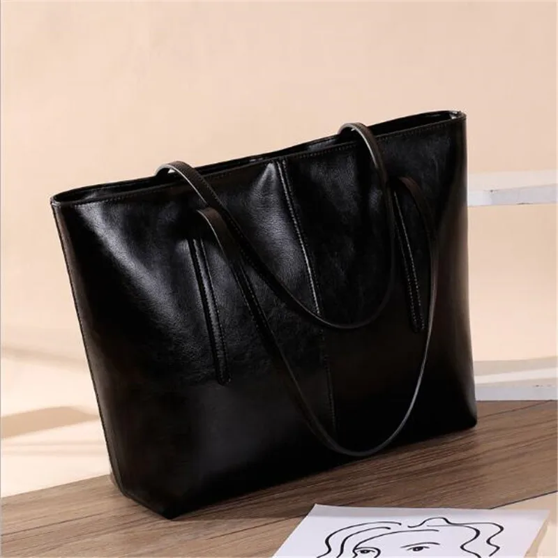 

2021 Women Coffee Tote Handbags Lady Cowhide Genuine Leather Shoulder Shopping Bag Luxury Bag Casual Tote Gifts For Women