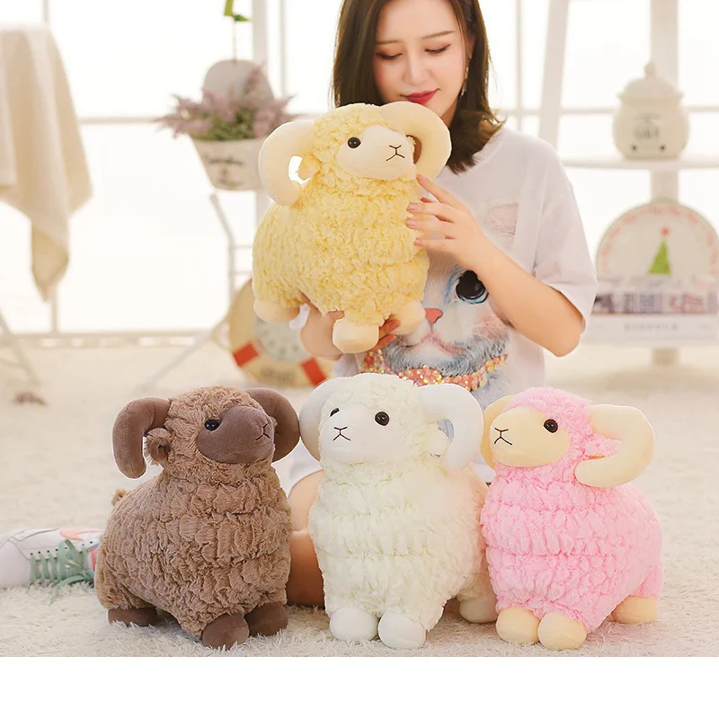 

New Cute Dudu Sheep Simulation Curly Mountain Sheep Plush Toy Doll Ragdoll Have Four Colors Are Available Have Good Quality