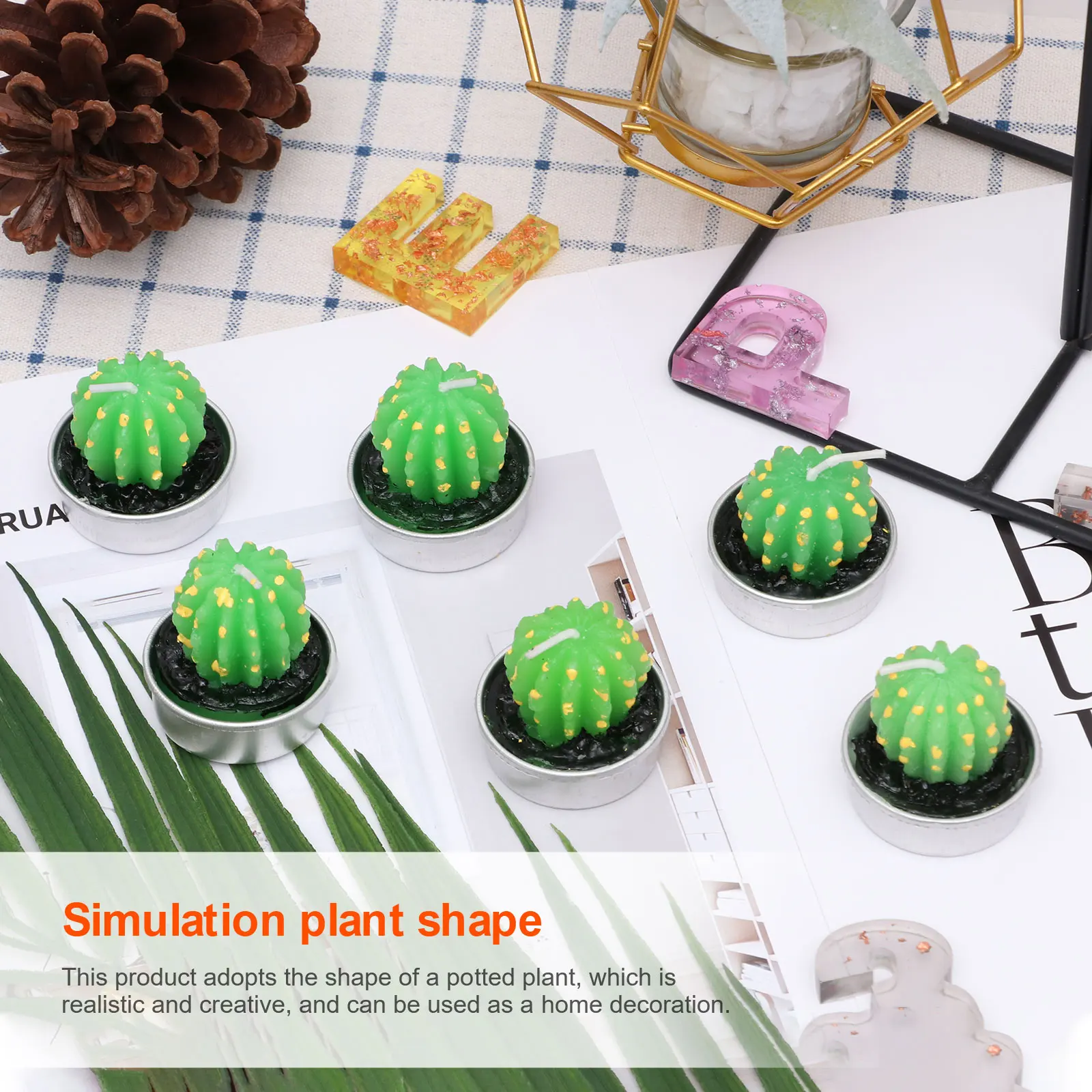 6Pcs Creative 3D Cactus Candles Simulated Plants Smokeless Scented Candle Valentine Day Gift Party Ornament Home Decoration | Дом и сад