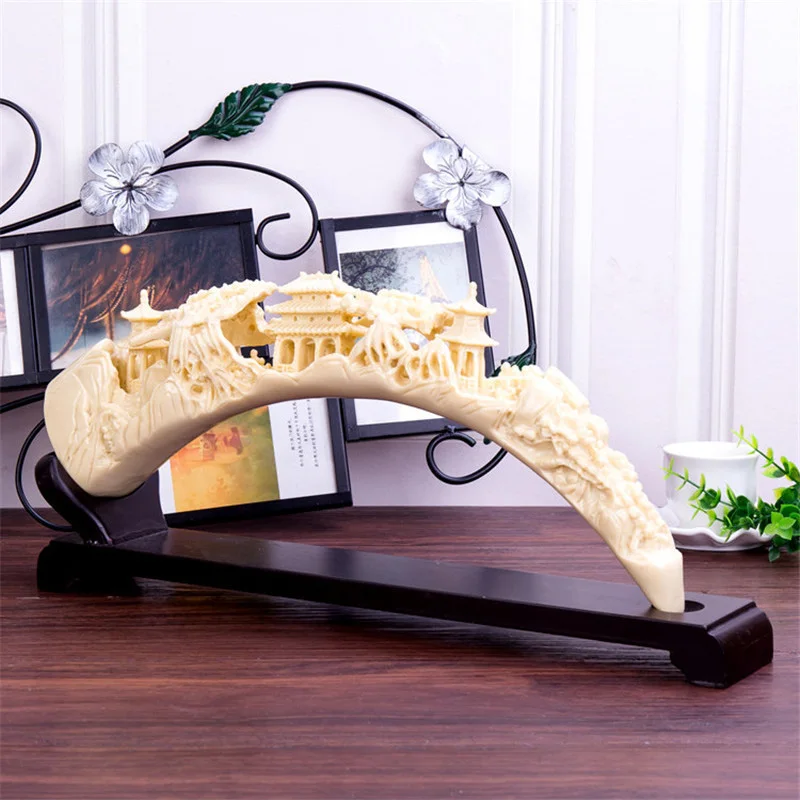 

Vintage Ivory Carving Artwork Miniature Statue Resin Fengshui Decoration Figurine Home Decoration Accessories Business Gifts
