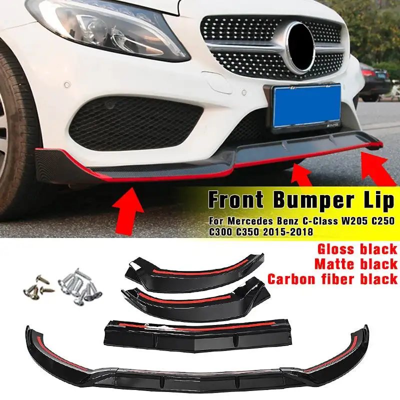 W205 C250 3 шт. автомобильный передний бампер сплиттер спойлер для тела комплект диффузор протектор для Benz c-класс W205 C250 C300 C350