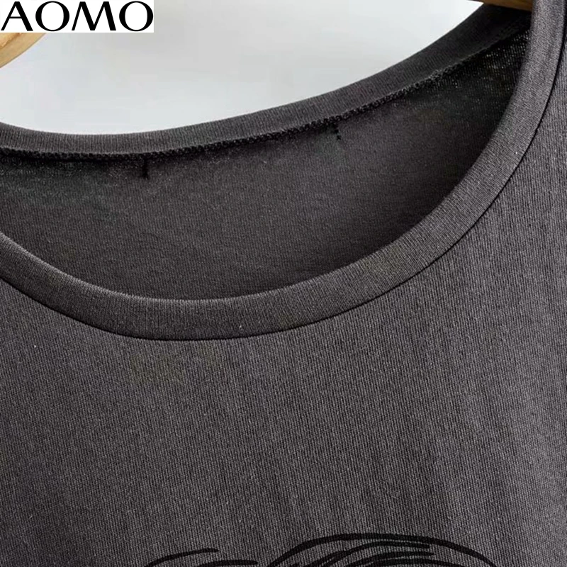 Женская хлопковая Футболка AOMO серая футболка большого размера с принтом