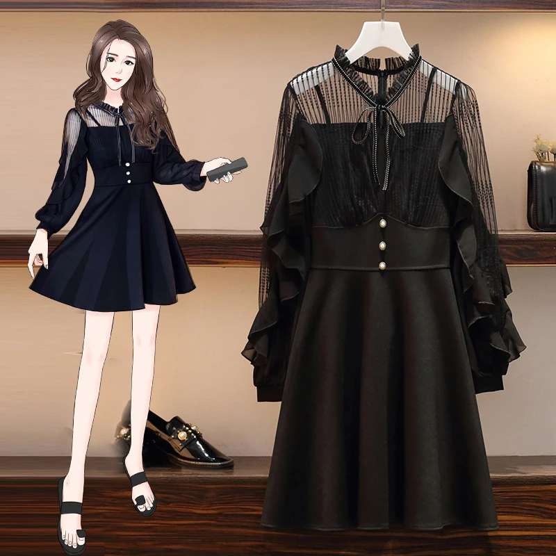 Осеннее винтажное Черное вечернее платье для женщин 2020 Большие размеры