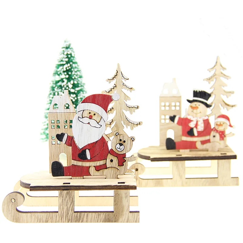 

Christmas Decorations Christmas Creative Painted Wooden Assembly DIY Sleigh Car Decoration Jigsaw Puzzle Gift