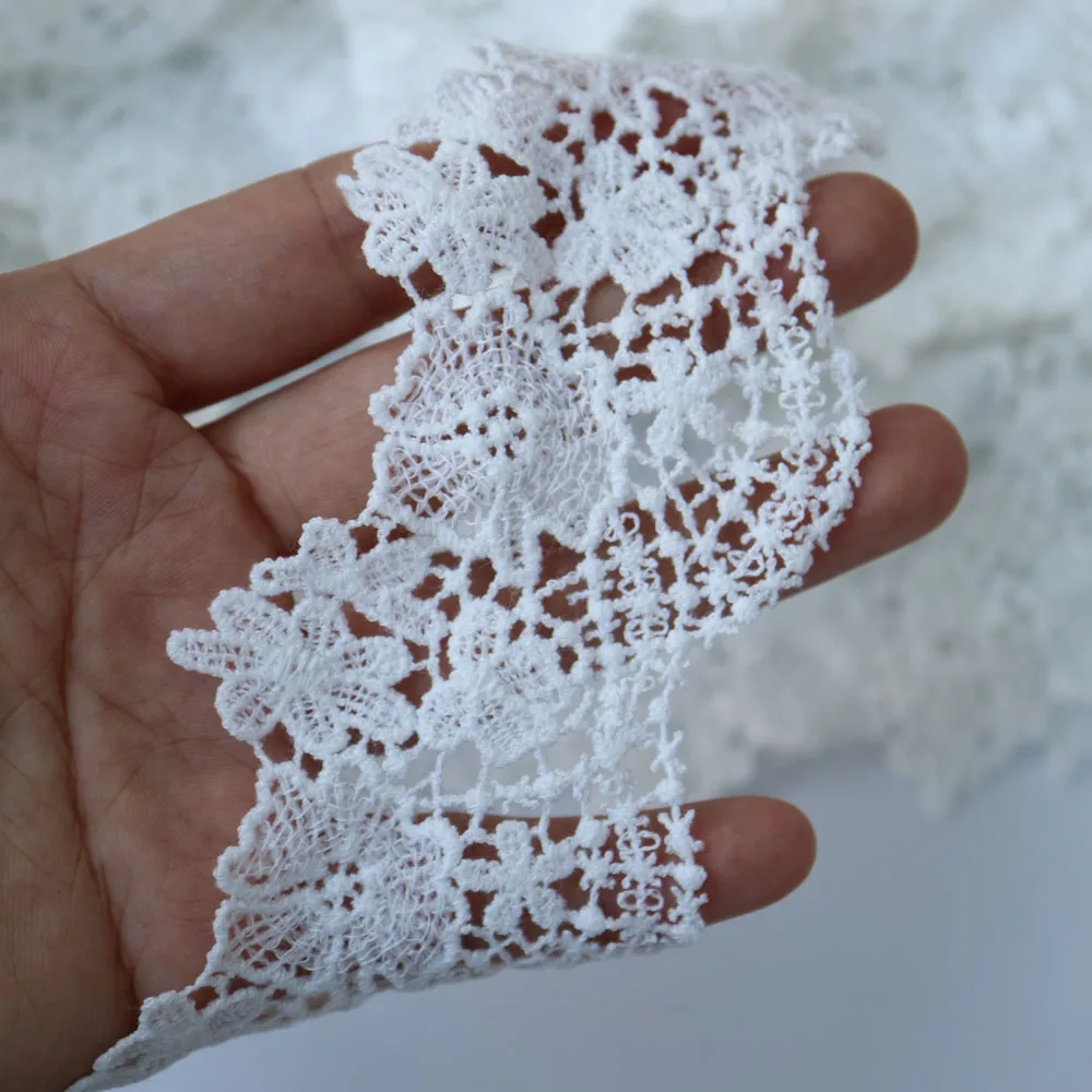 

5yards embroidery flower Milk silk hollow lace trims for Clothes Water soluable lace trimmings and ribbons DIY craft accessories