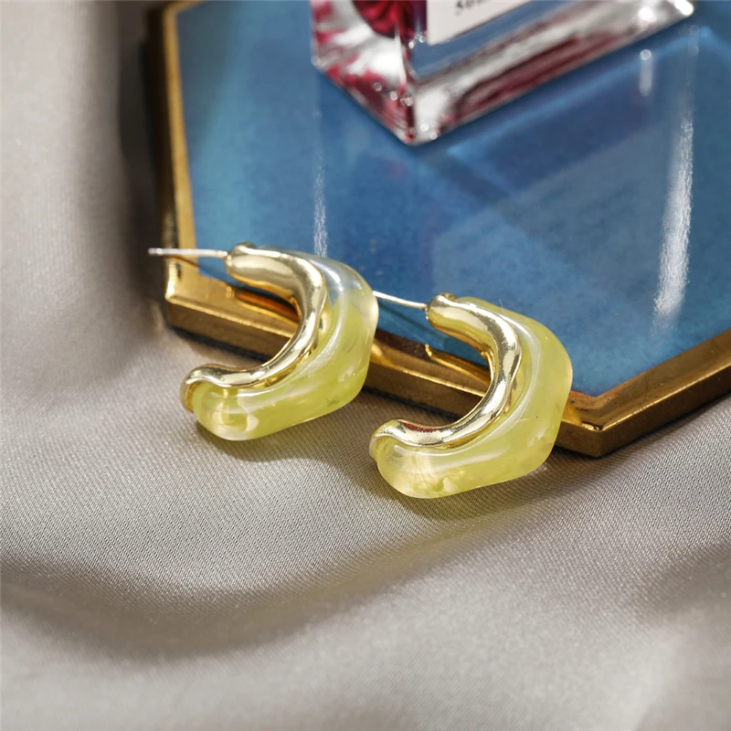 

Creative Retro Irregular Acrylic Metal Earrings Women 2021