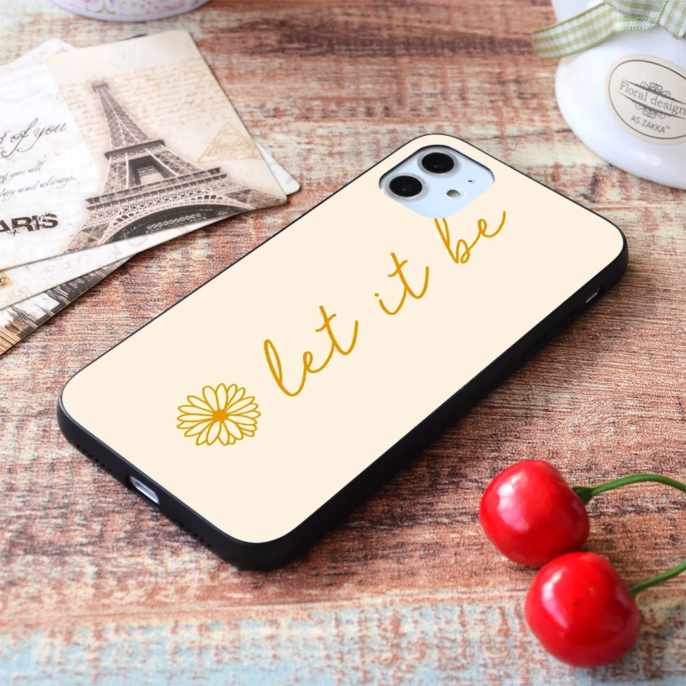 

For iPhone Let It Be Yellow Script Quote Soft TPU Border Apple iPhone Case