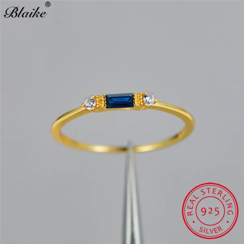 925 Sterling Silver Wedding Rings For Women Minimalist Thin Ring Stacking Small Rectangle Zircon Promise Engagement Jewelry | Украшения и