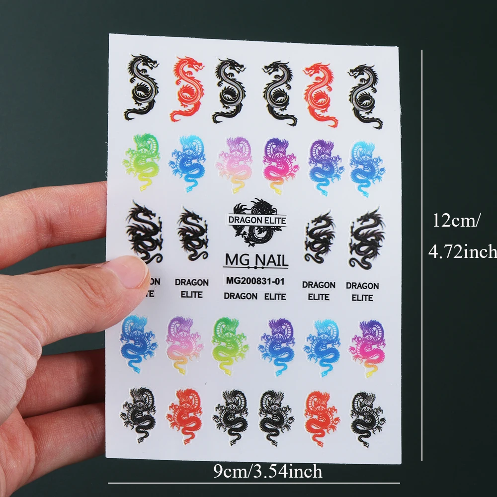 Hot New 3D Nail Stickers Decals Red Black Dragons Design Back Adhesive Art Decoration Manicure Salon Acrylic Tips | Красота и
