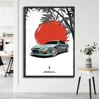 Nissan Silvia S14 Полный японский BG иллюстрация холст печать плакат-A4A3 портрет ограниченная печать JDM автомобильный плакат