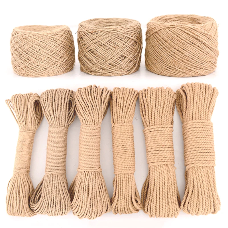 

Natural Jute Fabric Rope Twine Rolls Hemp Twisted Cord Macrame String DIY Basket Craft Cat Pet Scratching Handmade Decoration