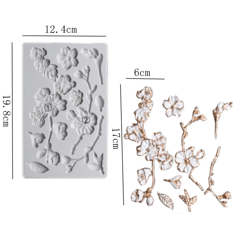 Cherry Blossoms Silicone Mold for Fondant Cake Decor Cupcakes Sugarcraft Cookies Candies Cards and Clay Bakeware Tools | Дом и сад