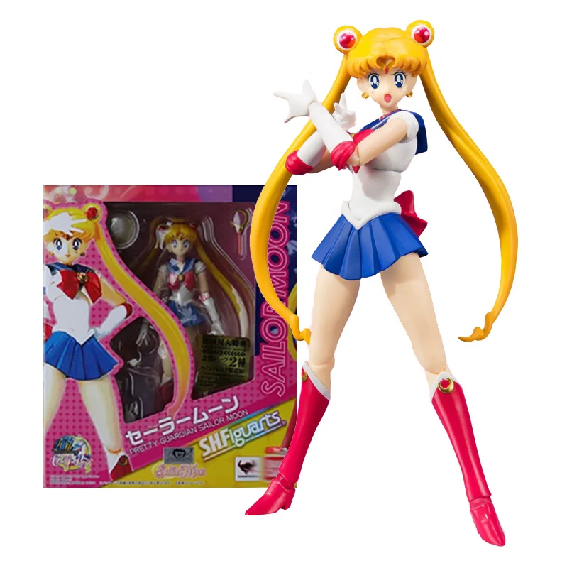 20th Anniversary Action Sailor Moon Figure Anime Model Toys Accessories Face Changing Set PVC Toy Decoration
