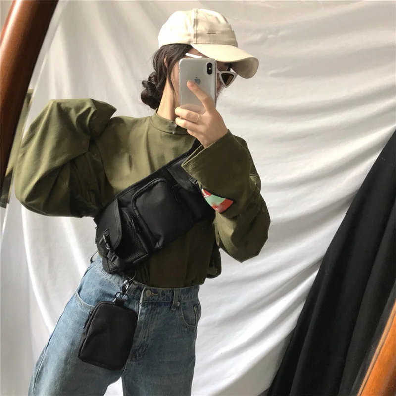 Поясная Сумка для женщин многофункциональная холщовая тактическая нагрудная