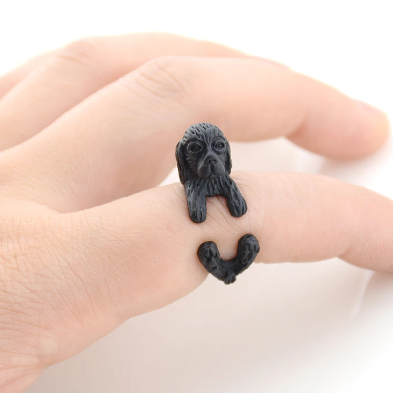 Прямая доставка Винтаж Чарльз спаниель Anillos щенок кокер-спаниель Anel Бохо Пара