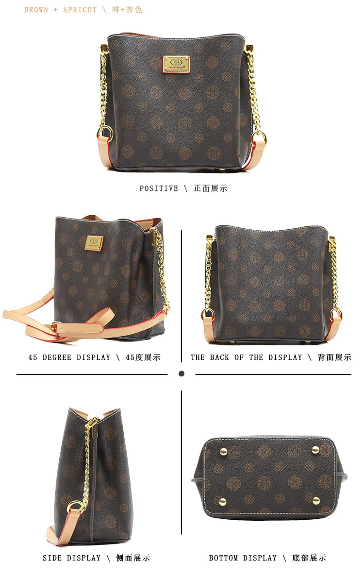 

Ladies Fashion Shoulder Bag Vintage Pattern Large Capacity Chain Messenger Bag Wild Handbag