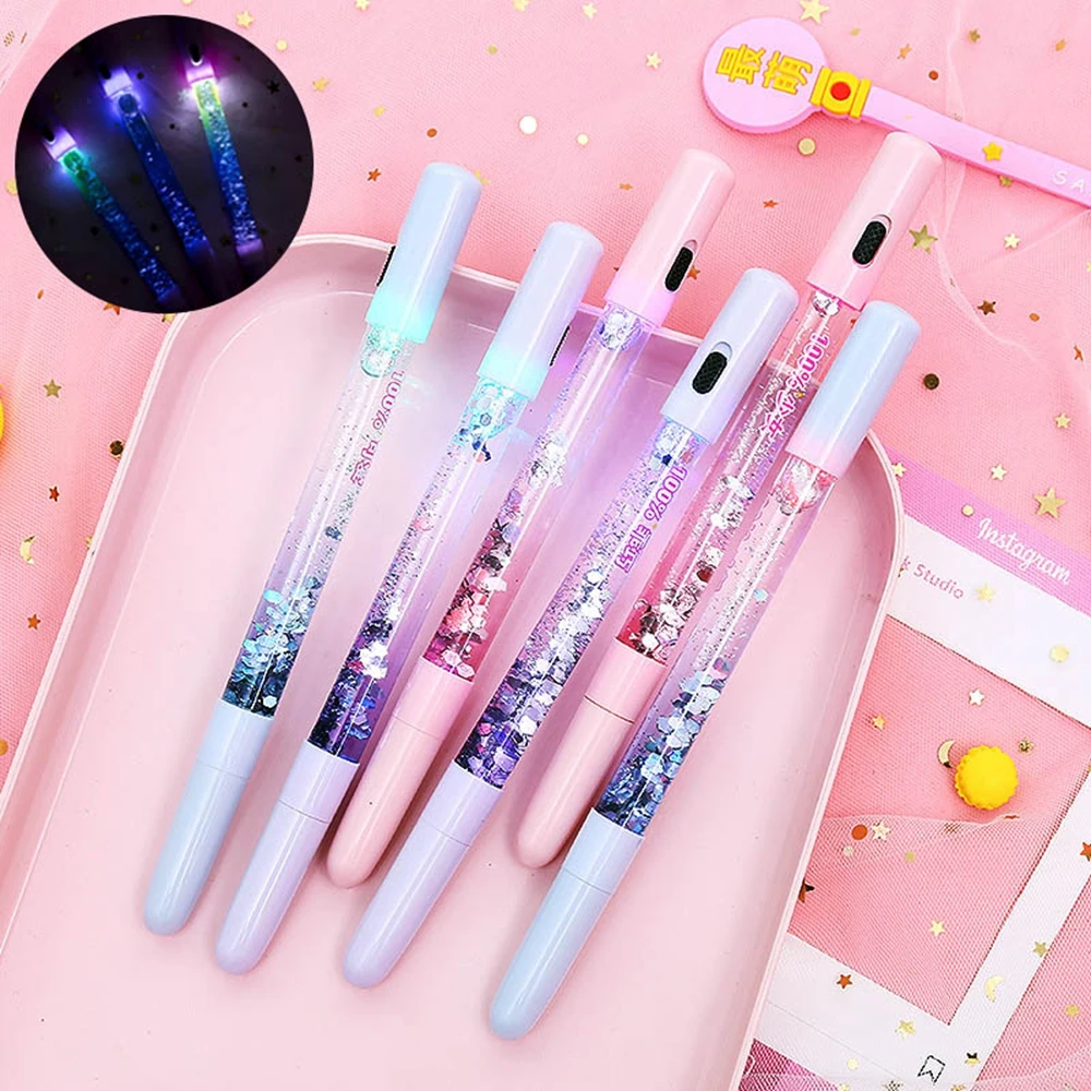 

Crystal Drift Sand Glitter Gel Pen Creative Colorful Flash Light Pens For Writing Girls Gift Stationery School Suppleis