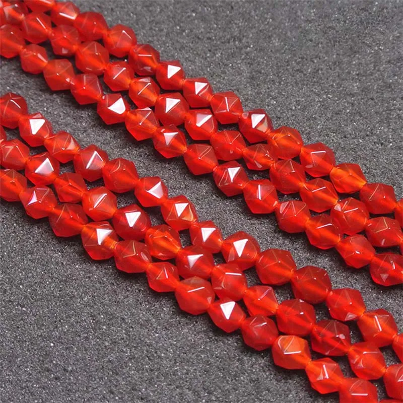 

6-10mm Natural Faceted smooth irregular round red Agate Stone Beads For DIY necklace bracelet jewelry making 15 "free delivery