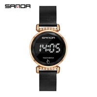 sanda touch screen womens gold digital watch led waterproof retro wristwatch women electronic ladies clock relogio