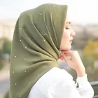 Шарф женский, однотонный, стразы для рук, хиджаб