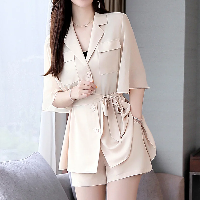 Женский комплект одежды из 2 предметов элегантный шифоновый топ с коротким