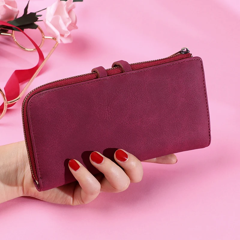 Однотонный винтажный матовый Кошелек из искусственной кожи для женщин 2022