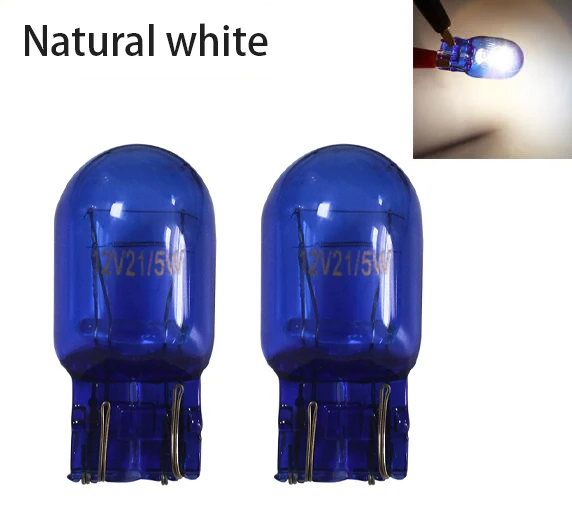 

2 шт. T20 7443 7440 12 В 16 Вт Боковой свет автомобильная лампа галогенная лампа теплый белый сигнальный светильник поворотное авто Натуральное стекло синий 5000K