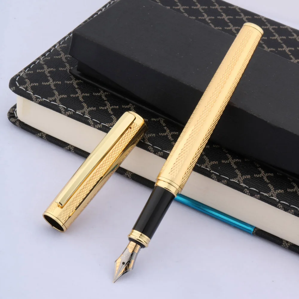 Золотой текстурированные волны металла мода иридий м ручка фонтана канцелярские