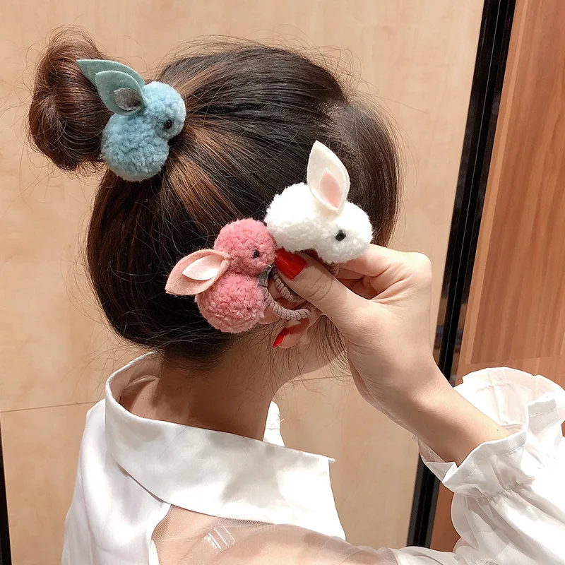 

Fashion Cute Ball Rabbit Hair Ring Female Tie Rope Korean Elastic Rubber Hair Bands Bunny Children's Headwear Hair Accessories