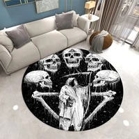 round carpet living room halloween skull chair mat bedroom rug boys gift flannel non slip indoor entrance door mat bath mats