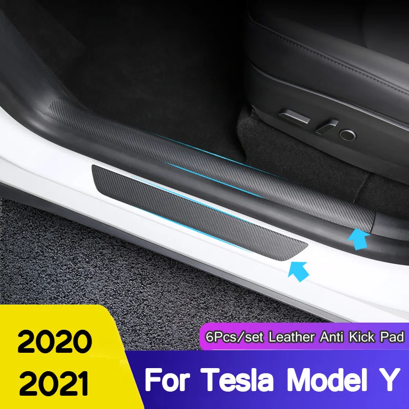 6 шт./компл. для Tesla Model Y 2020 2021 кожаный порог защитная педаль Противоударная