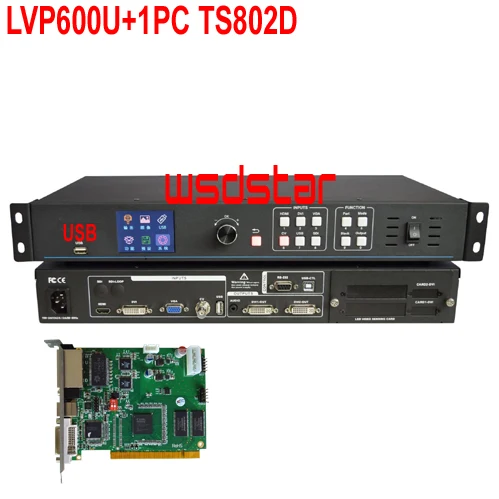 LVP600U + 1 шт. TS802D USB (поддержка JPG mp4) светодиодный видеопроцессор вход USB/HDMI/DVI/VGA/CVBS