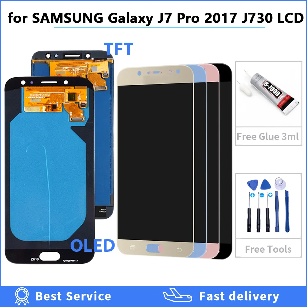 

2022 OLED lcd J7 2017 для Samsung Galaxy J730F J730GM J730G J730 дисплей J7 Pro ЖК сенсорный экран в сборе Регулируемый дигитайзер