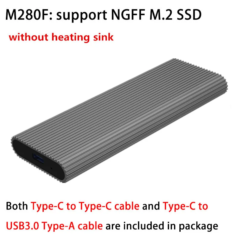 M280FC-A.C-C-Grey Blueendless портативный SSD m.2 корпус Поддержка pcie NVME/NGFF с M ключ/B& M ключ SSD Тип C 3,1 дизайн твердого диска охлаждения - Цвет: M280FC-A.C-C-Grey