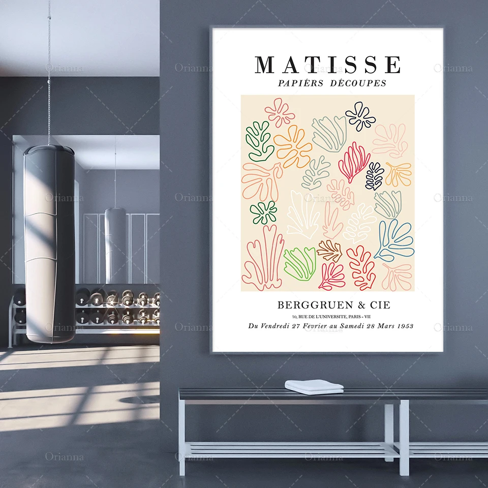 

Matisse Cutout Poster, Nordic Abstract Exhibition Art Poster Wall Art Canvas Painting Hd Prints Pictures Living Room Decoration