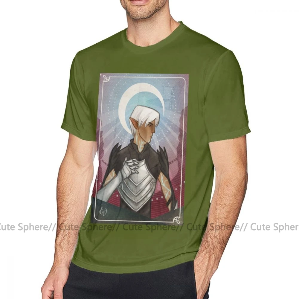 Dragon Age, футболка, Fenris The Moon, футболка, 100 хлопок, короткий рукав, футболка, пляжный рисунок, 4xl, Мужская забавная футболка - Цвет: Army Green