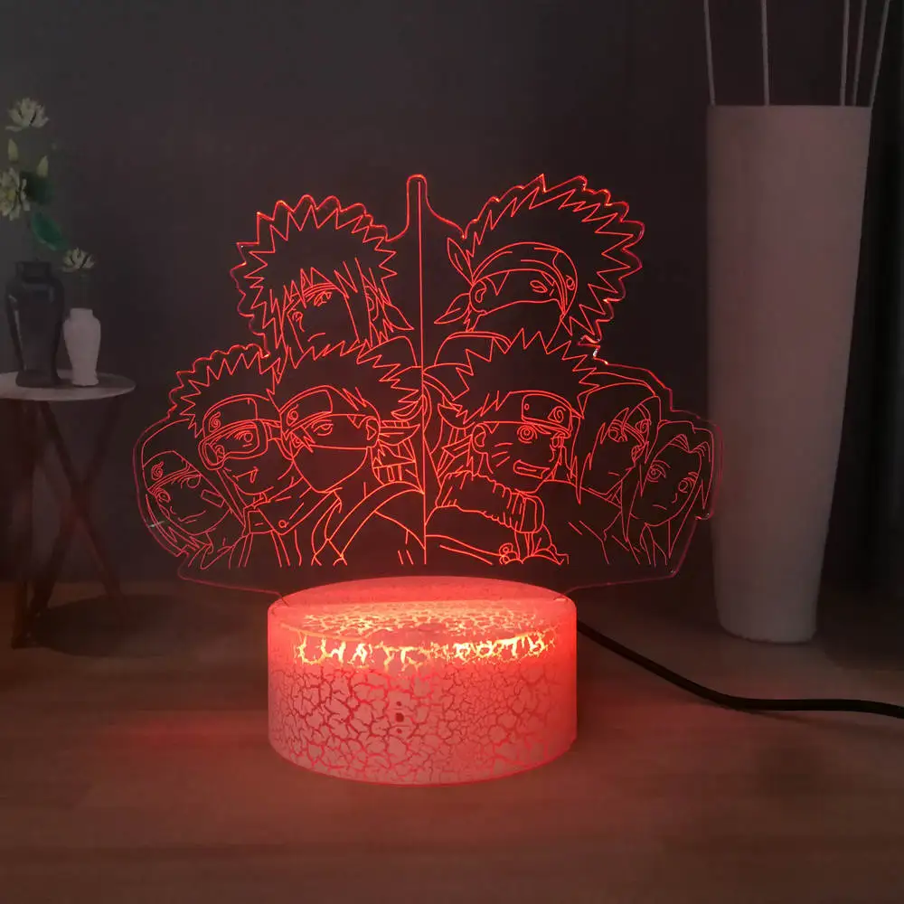 Светодиодная лампа ночник светильник фигурки Наруто 7 цветов настольная