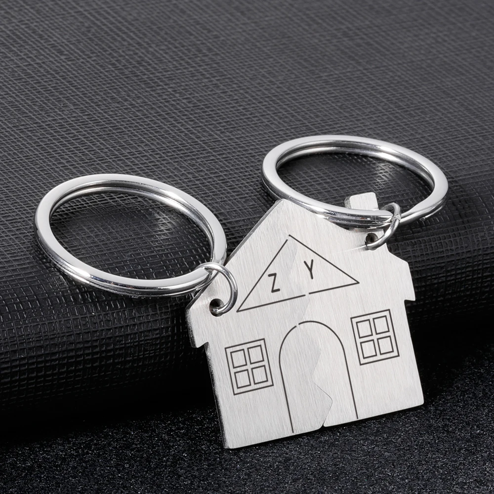 1pair new couple i love you lovers keychain warm house type couple key chain souvenirs valentines day gift built with love home free global shipping