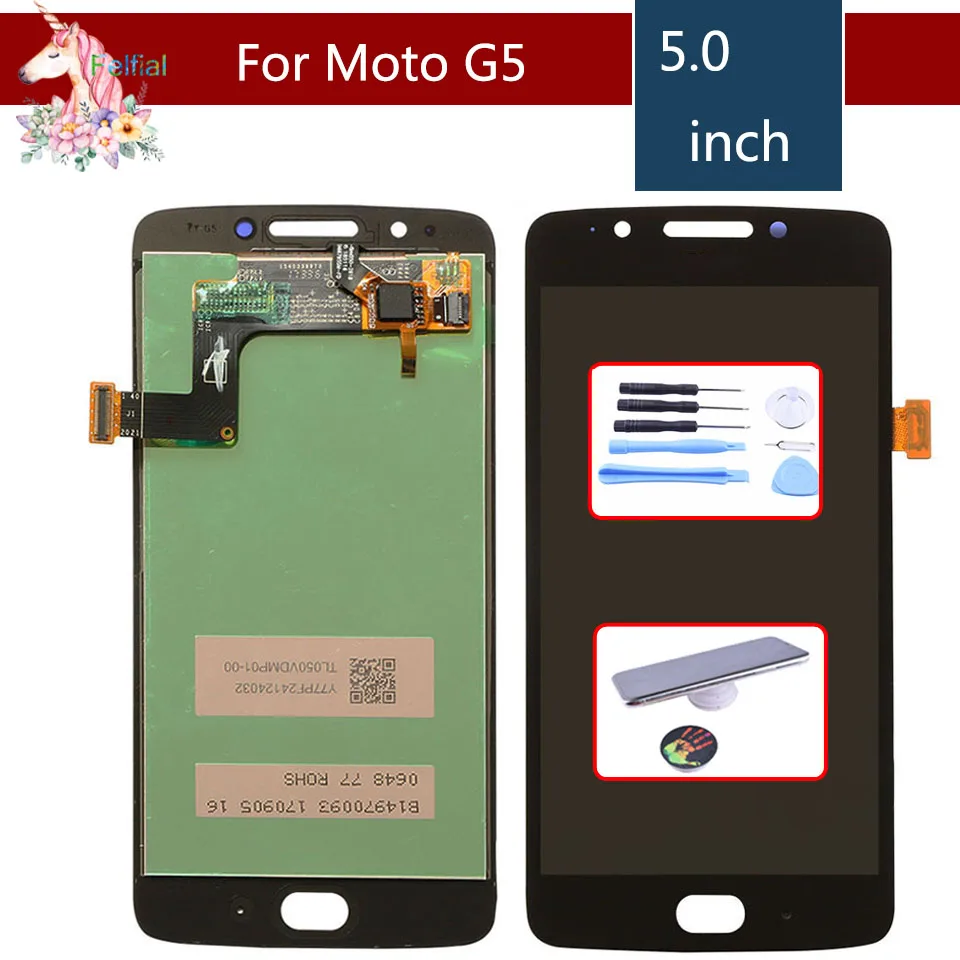 

5.0" For Motorola Moto G5 LCD XT1670 XT1671 XT1672 Touch Screen Digitizer For Moto G5 Monitor LCD Assembly Complete Replacement
