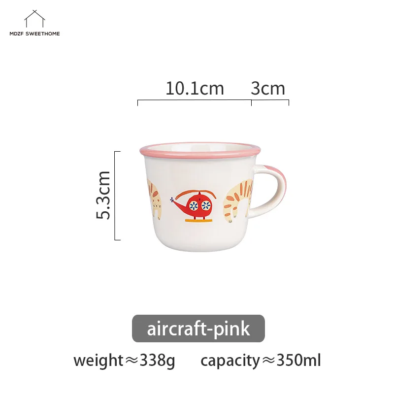 

350ml Cartoon Curled Ceramic Milk Mug Handgrip Scale Cups Home Office Water Coffee Cup Creative Kitchen Drinkware Birthday Gift