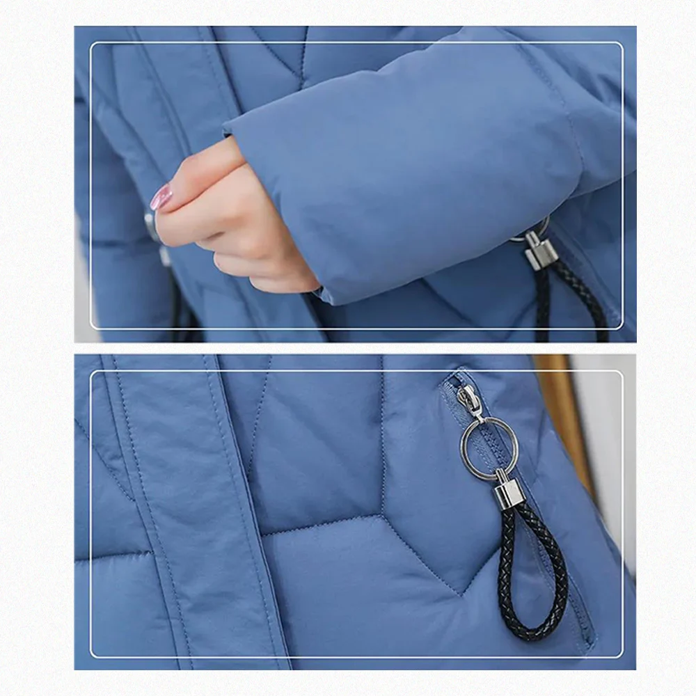 

2020 new Fashion long cotton jacket warm winter cotton Jacket women cotton hooded fur collar winter jacket female outwear