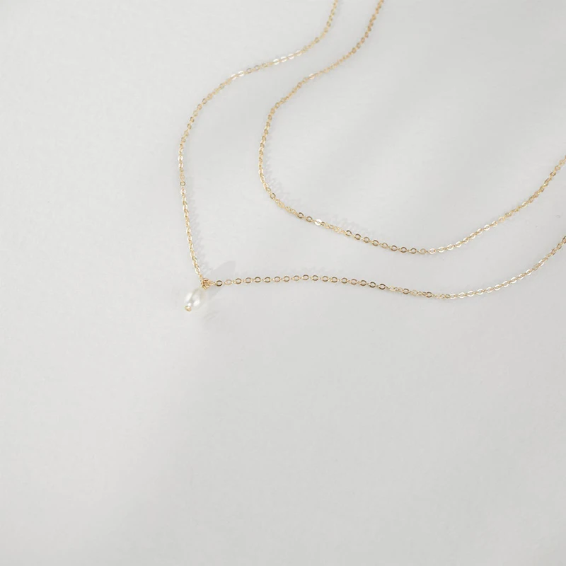 

Double Layer Pearl Pendant Necklace Handmade 14K Gold Filled Choker Boho Collares Women Jewelry Necklace