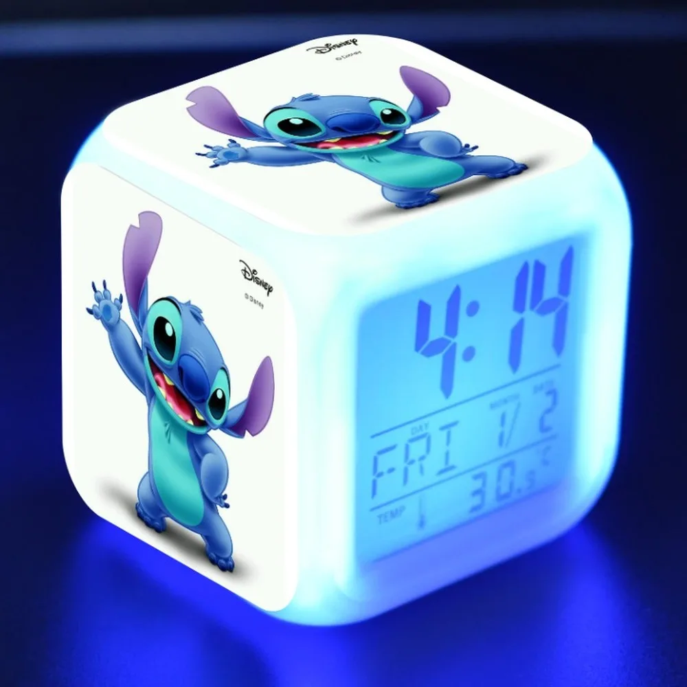 Цифровой будильник Disney Stitch с 7 цветными светодиодами настольные часы мультяшным