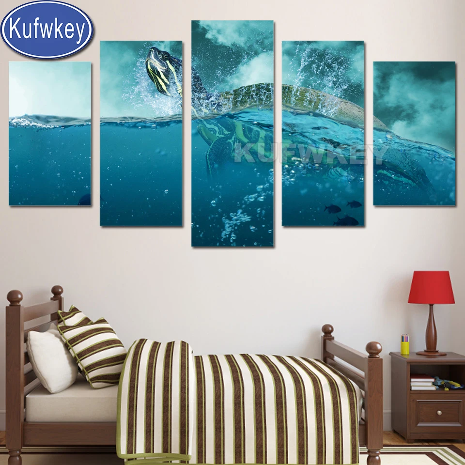 

5 Pieces Animal Sea Turtles Pictures Diamond embroidery mosaic diamond painting full square & round diy puzzle home art